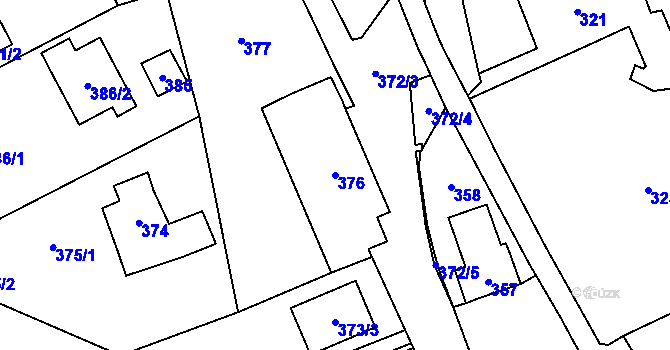 Parcela st. 376 v KÚ Všenory, Katastrální mapa