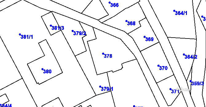Parcela st. 378 v KÚ Všenory, Katastrální mapa