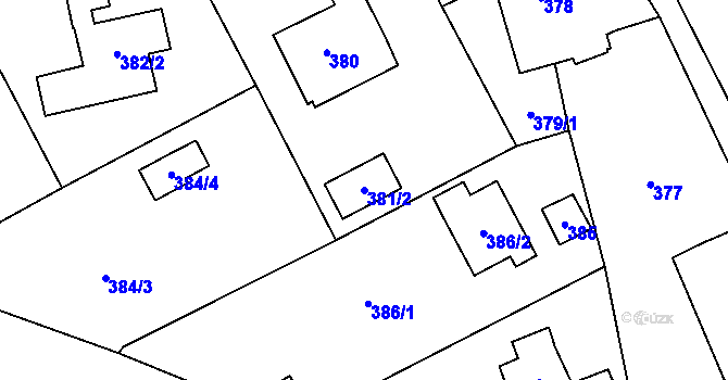 Parcela st. 381/2 v KÚ Všenory, Katastrální mapa