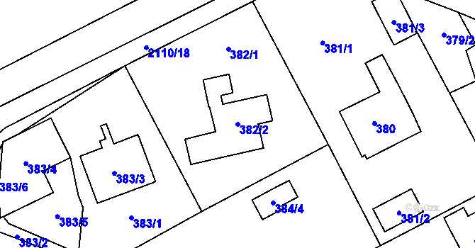 Parcela st. 382/2 v KÚ Všenory, Katastrální mapa