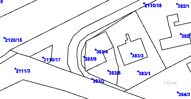 Parcela st. 383/4 v KÚ Všenory, Katastrální mapa
