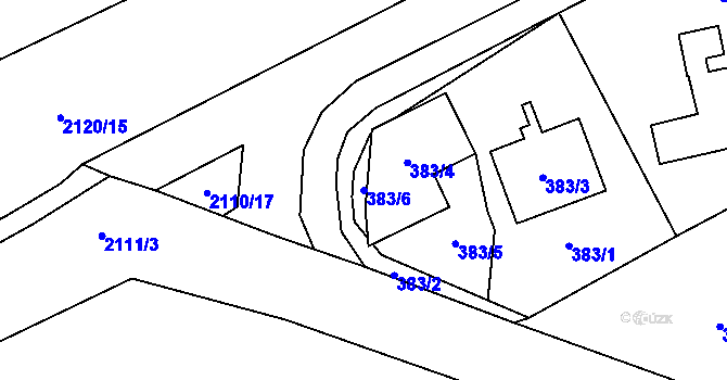 Parcela st. 383/6 v KÚ Všenory, Katastrální mapa