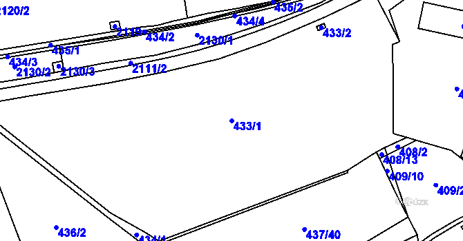 Parcela st. 433/1 v KÚ Všenory, Katastrální mapa
