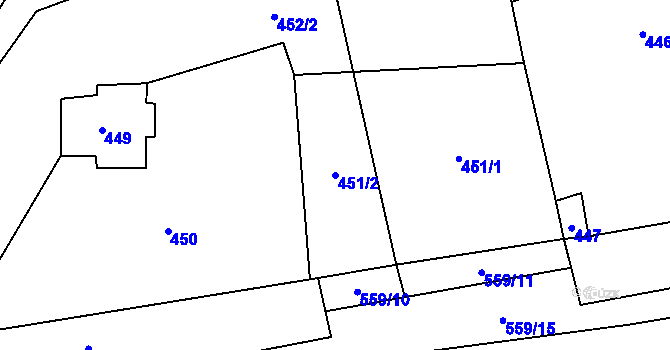 Parcela st. 451/2 v KÚ Všenory, Katastrální mapa