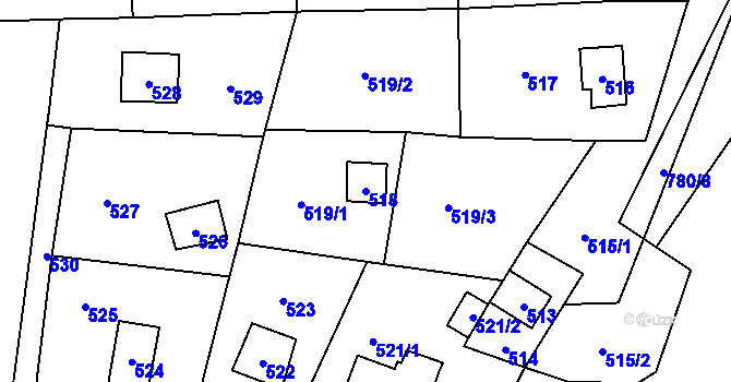 Parcela st. 518 v KÚ Všenory, Katastrální mapa