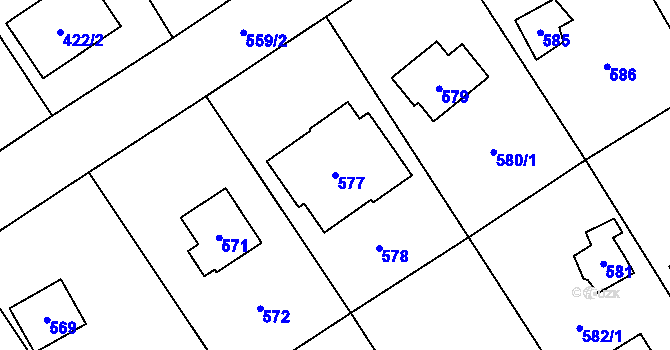 Parcela st. 577 v KÚ Všenory, Katastrální mapa