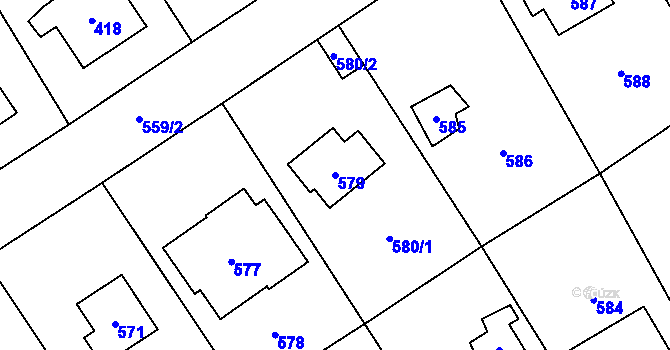Parcela st. 579 v KÚ Všenory, Katastrální mapa