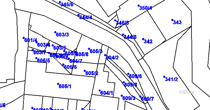 Parcela st. 604/2 v KÚ Všenory, Katastrální mapa