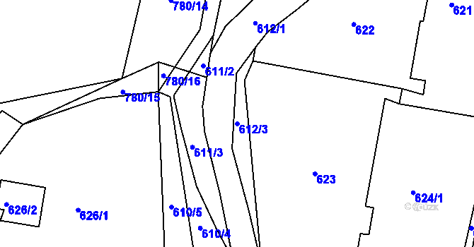 Parcela st. 612/3 v KÚ Všenory, Katastrální mapa