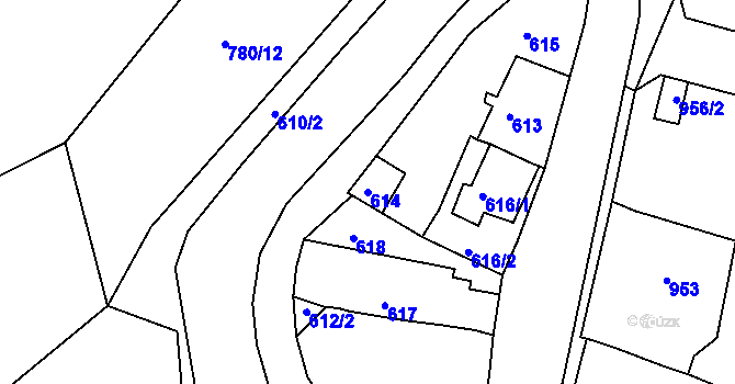 Parcela st. 614 v KÚ Všenory, Katastrální mapa