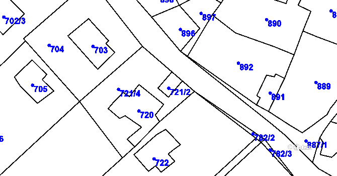 Parcela st. 721/2 v KÚ Všenory, Katastrální mapa
