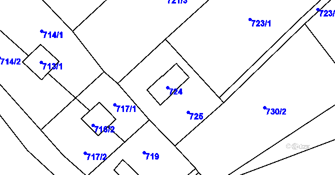 Parcela st. 724 v KÚ Všenory, Katastrální mapa