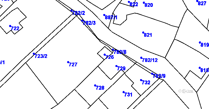Parcela st. 726 v KÚ Všenory, Katastrální mapa