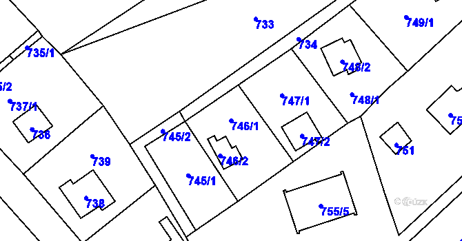 Parcela st. 746/1 v KÚ Všenory, Katastrální mapa