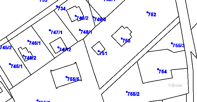 Parcela st. 751 v KÚ Všenory, Katastrální mapa