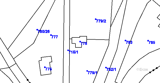 Parcela st. 778 v KÚ Všenory, Katastrální mapa