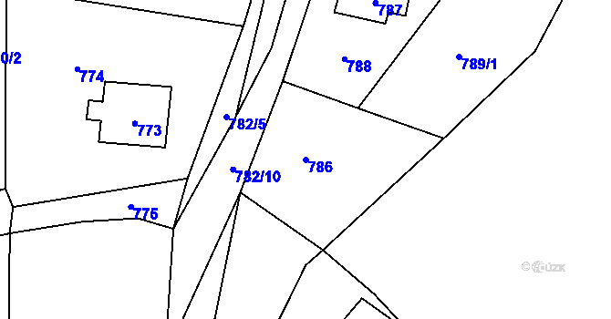 Parcela st. 786 v KÚ Všenory, Katastrální mapa