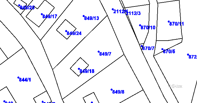 Parcela st. 849/7 v KÚ Všenory, Katastrální mapa