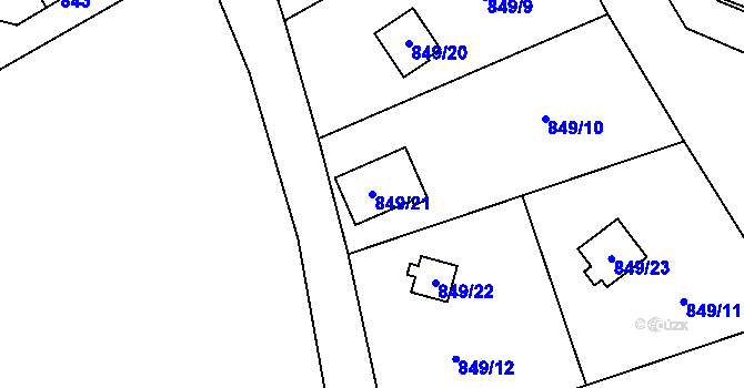 Parcela st. 849/21 v KÚ Všenory, Katastrální mapa