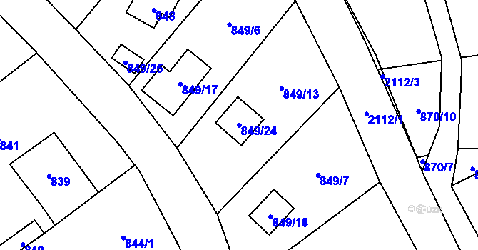 Parcela st. 849/24 v KÚ Všenory, Katastrální mapa