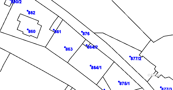 Parcela st. 864/2 v KÚ Všenory, Katastrální mapa