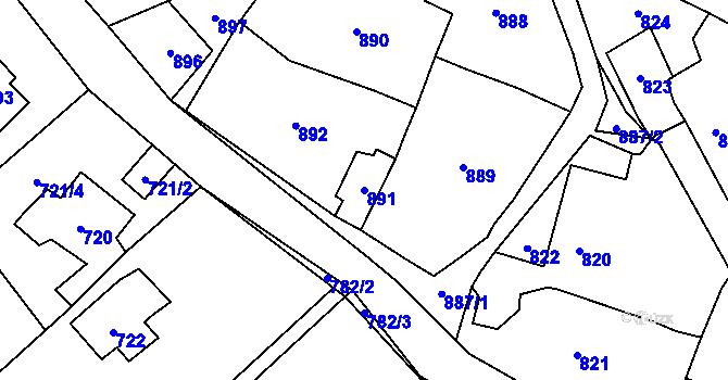 Parcela st. 891 v KÚ Všenory, Katastrální mapa