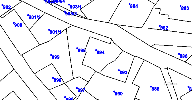 Parcela st. 894 v KÚ Všenory, Katastrální mapa