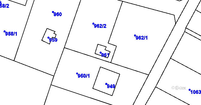 Parcela st. 961 v KÚ Všenory, Katastrální mapa