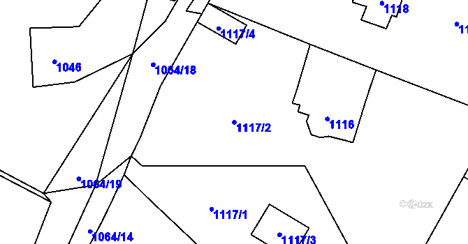 Parcela st. 1117/2 v KÚ Všenory, Katastrální mapa