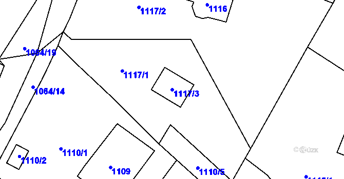 Parcela st. 1117/3 v KÚ Všenory, Katastrální mapa