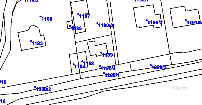 Parcela st. 1189 v KÚ Všenory, Katastrální mapa