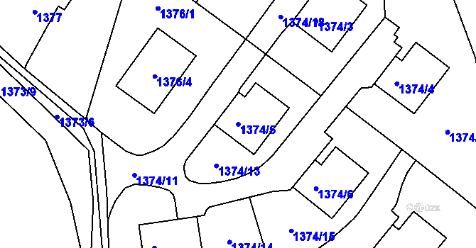 Parcela st. 1374/5 v KÚ Všenory, Katastrální mapa