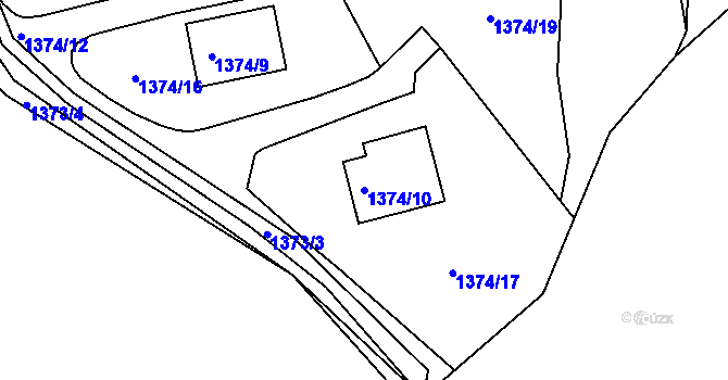 Parcela st. 1374/10 v KÚ Všenory, Katastrální mapa