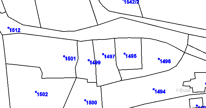 Parcela st. 1497 v KÚ Všenory, Katastrální mapa