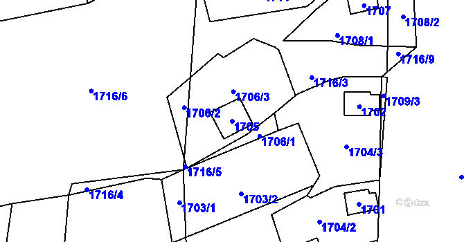 Parcela st. 1705 v KÚ Všenory, Katastrální mapa