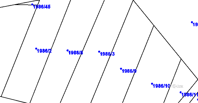 Parcela st. 1986/3 v KÚ Všenory, Katastrální mapa