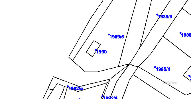 Parcela st. 1990 v KÚ Všenory, Katastrální mapa