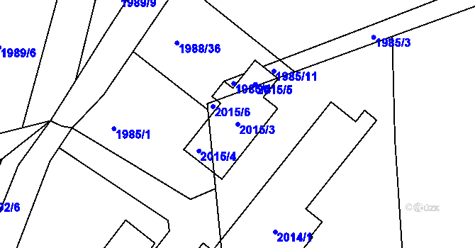 Parcela st. 2015/3 v KÚ Všenory, Katastrální mapa