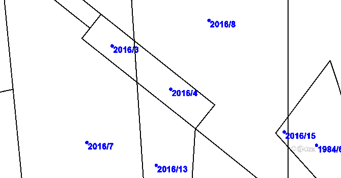 Parcela st. 2016/4 v KÚ Všenory, Katastrální mapa