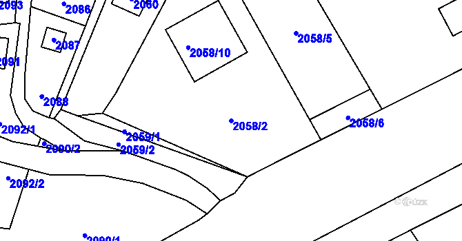 Parcela st. 2058/2 v KÚ Všenory, Katastrální mapa