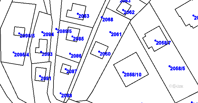 Parcela st. 2060 v KÚ Všenory, Katastrální mapa
