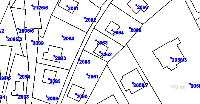 Parcela st. 2062 v KÚ Všenory, Katastrální mapa
