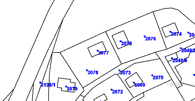Parcela st. 2077 v KÚ Všenory, Katastrální mapa