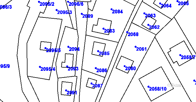 Parcela st. 2085 v KÚ Všenory, Katastrální mapa
