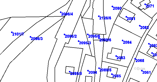 Parcela st. 2095/3 v KÚ Všenory, Katastrální mapa
