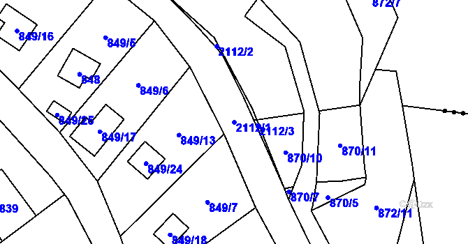 Parcela st. 2112/1 v KÚ Všenory, Katastrální mapa