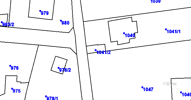 Parcela st. 1041/2 v KÚ Všenory, Katastrální mapa