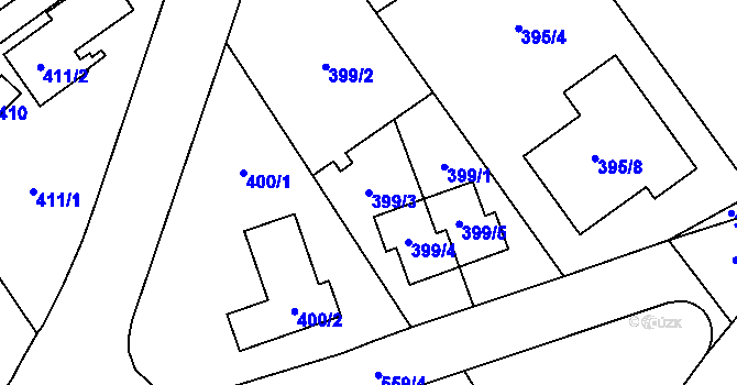 Parcela st. 399/3 v KÚ Všenory, Katastrální mapa