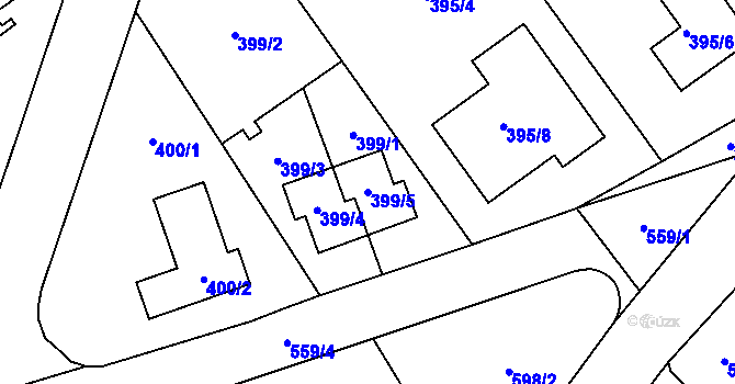 Parcela st. 399/5 v KÚ Všenory, Katastrální mapa