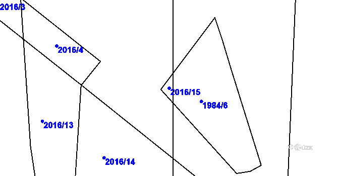 Parcela st. 2016/15 v KÚ Všenory, Katastrální mapa